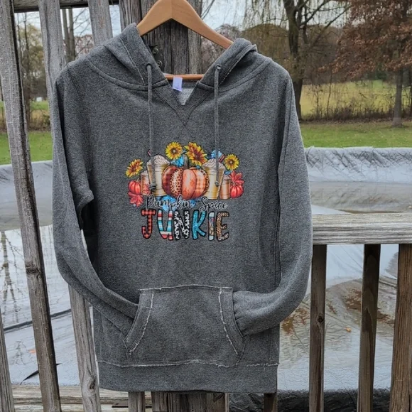 Gray Hoodie with Fall Graphic - Picture 5 of 5